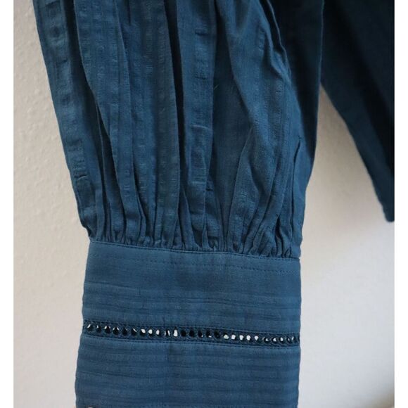 Joie Women's Sz XL Dark Teal Fano Button Front Long Sleeve Blouse - Picture 6 of 10